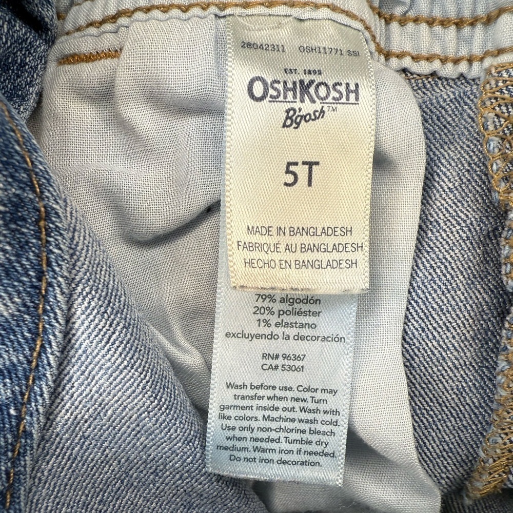 Oshkosh B’gosh Toddler Denim Overalls with Adjustable Straps 5t - Picture 4 of 4